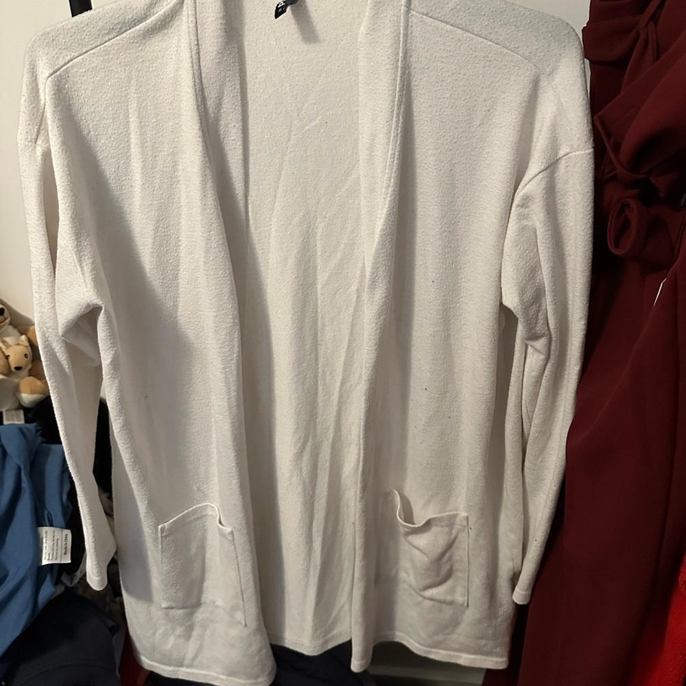 White Open Front Cardigan